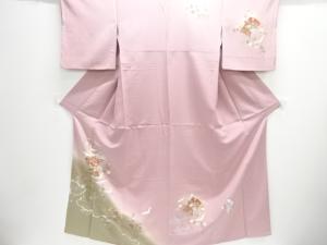 群鶴に草花模様訪問着